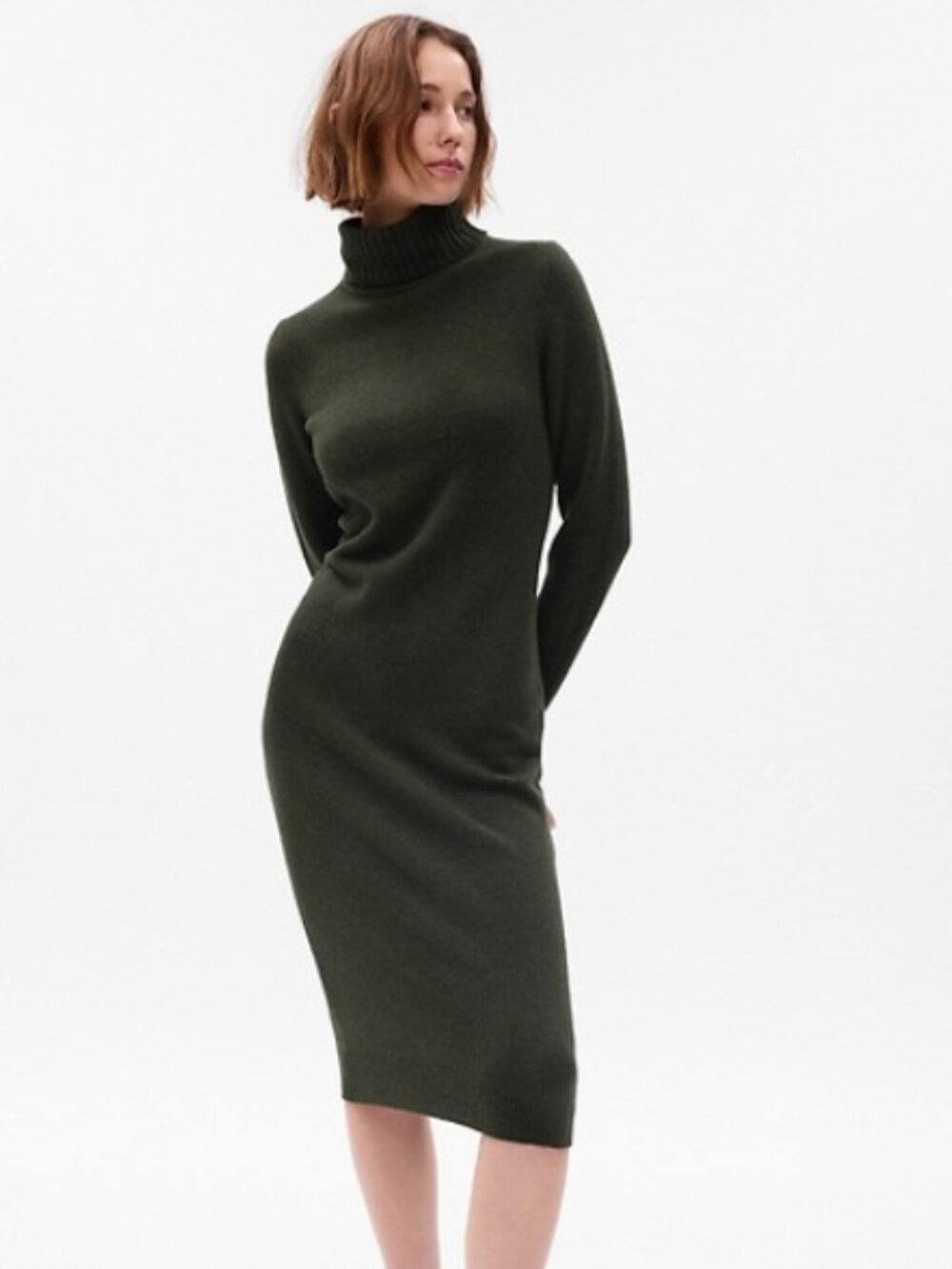 GAP CashSoft Turtleneck Midi Sweater Dress – Mistletoe Green – XXL ✨💚
